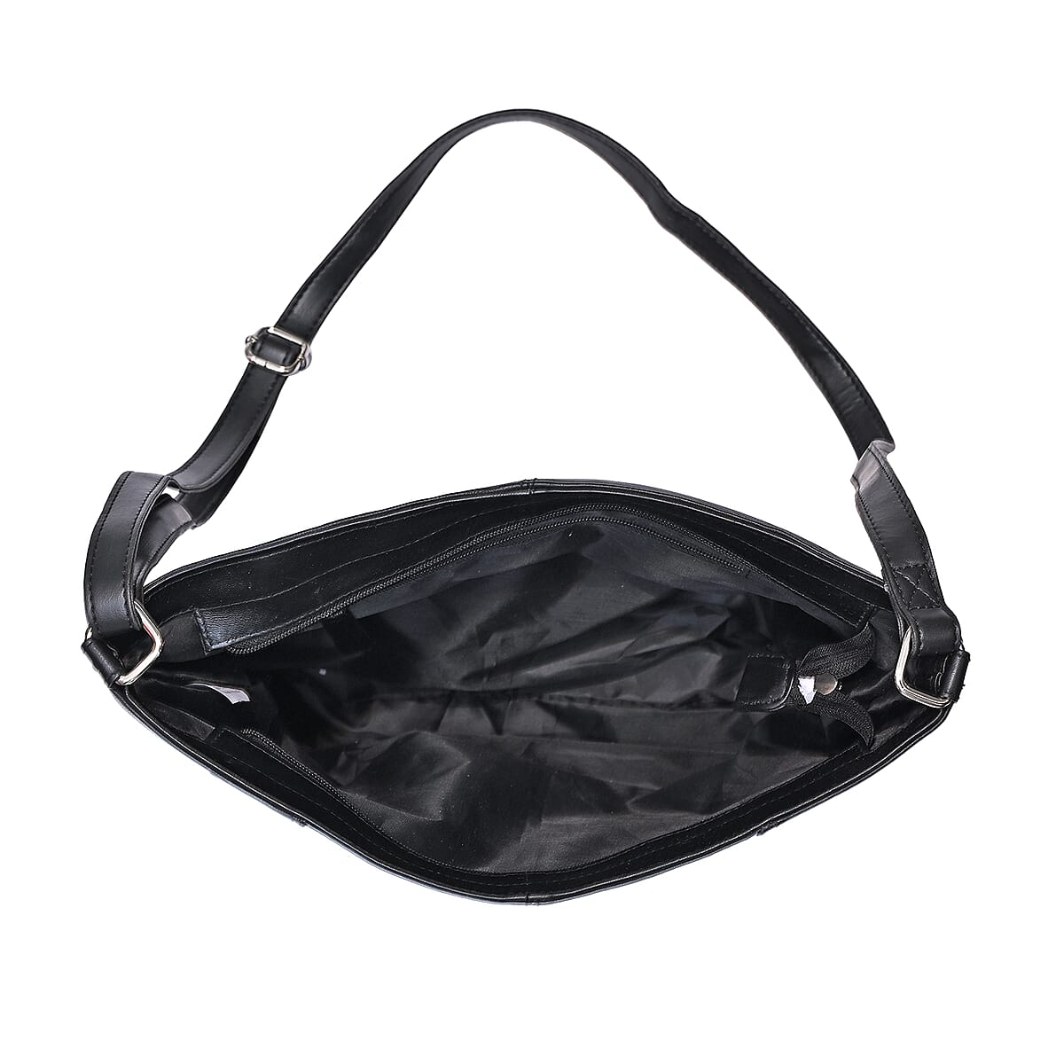 La Marey Black Genuine Leather Shoulder Bag with Faux Leather Strap image number 6