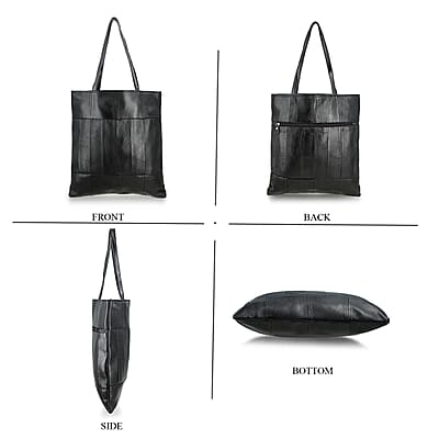 La Marey Black Genuine Leather Shoulder Bag with Faux Leather Strap