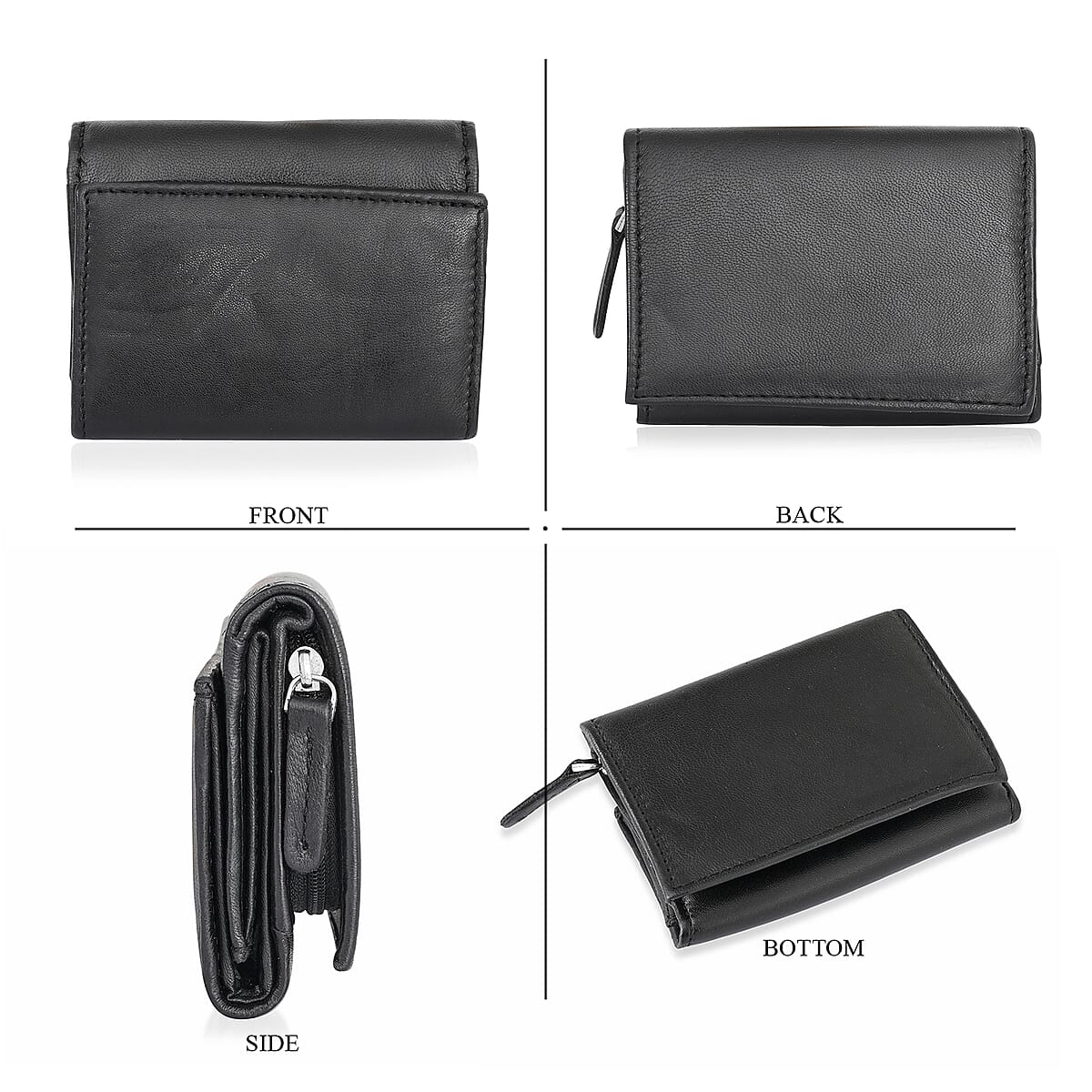 Livmore Black 100% Genuine Leather RFID Wallet  image number 1