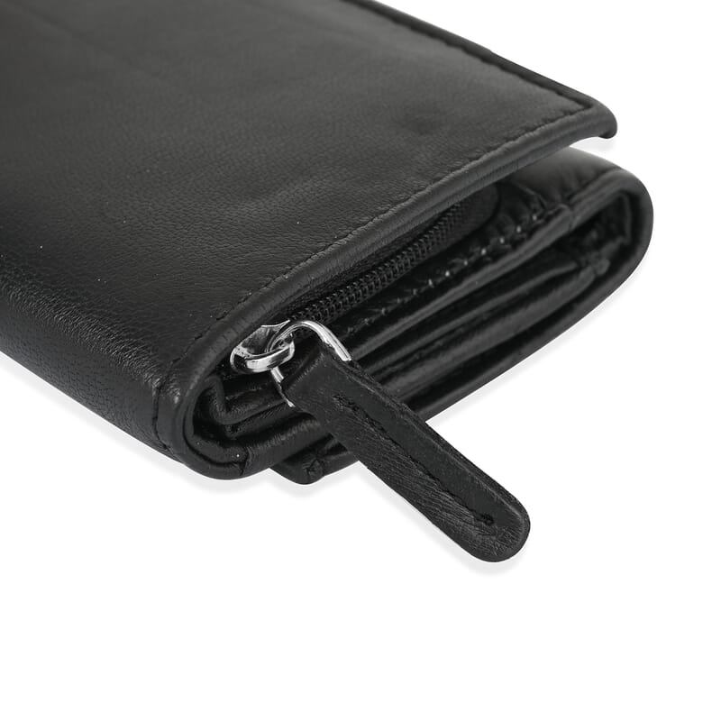 Livmore Black 100% Genuine Leather RFID Wallet 