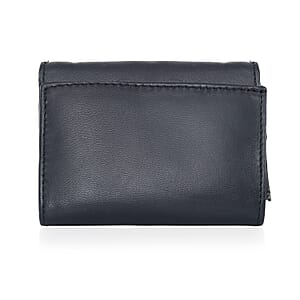 Livmore Navy Blue 100% Genuine Leather RFID Wallet 