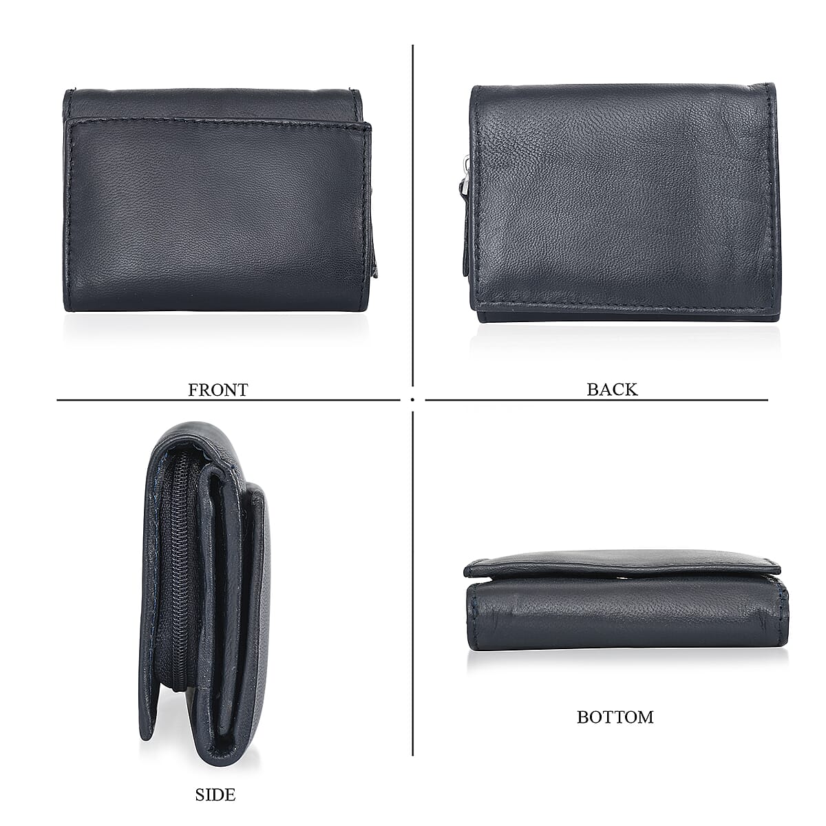 Livmore Navy Blue 100% Genuine Leather RFID Wallet  image number 1