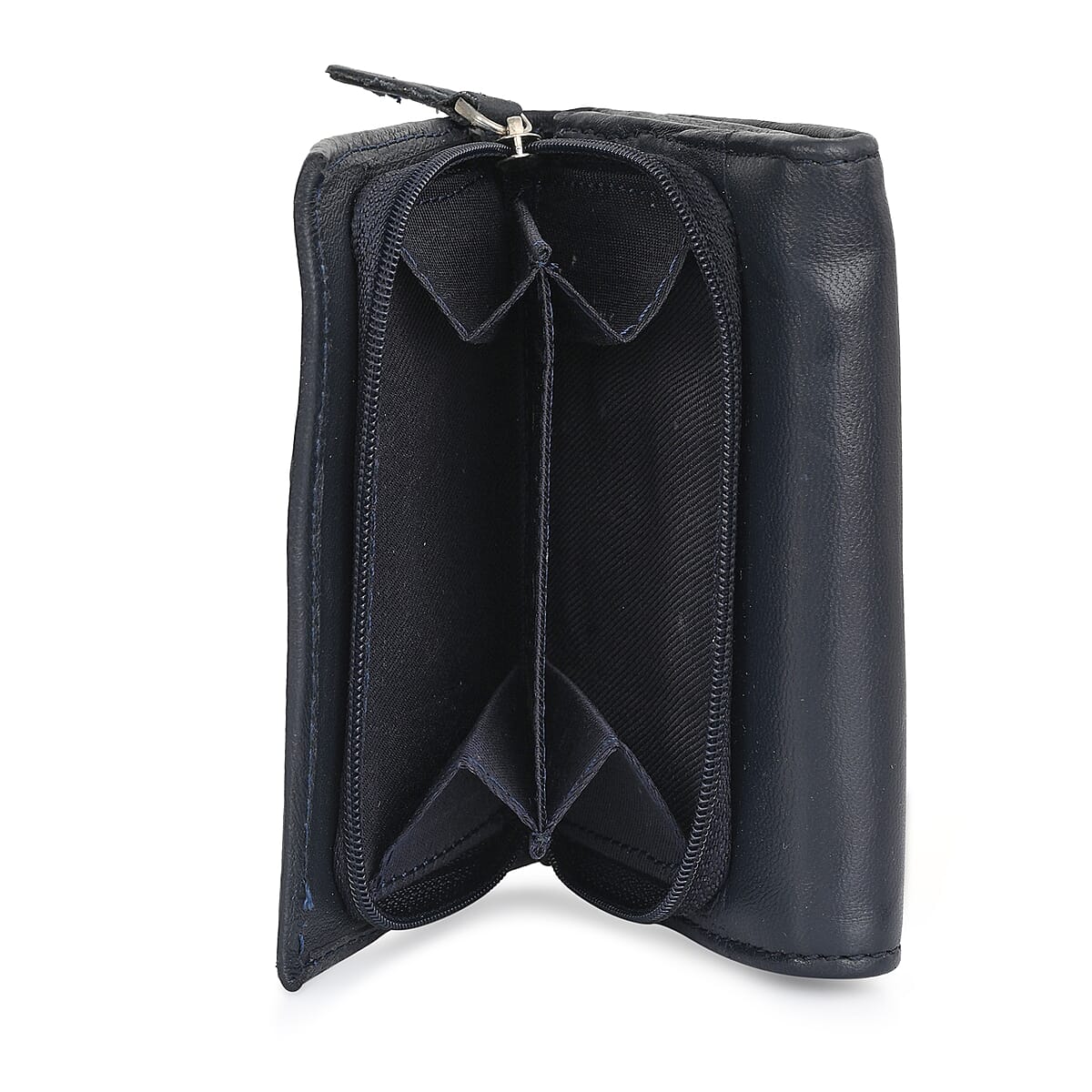 Livmore Navy Blue 100% Genuine Leather RFID Wallet  image number 2