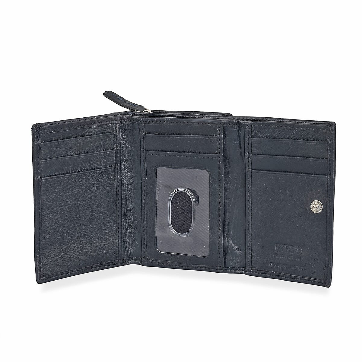 Livmore Navy Blue 100% Genuine Leather RFID Wallet  image number 3