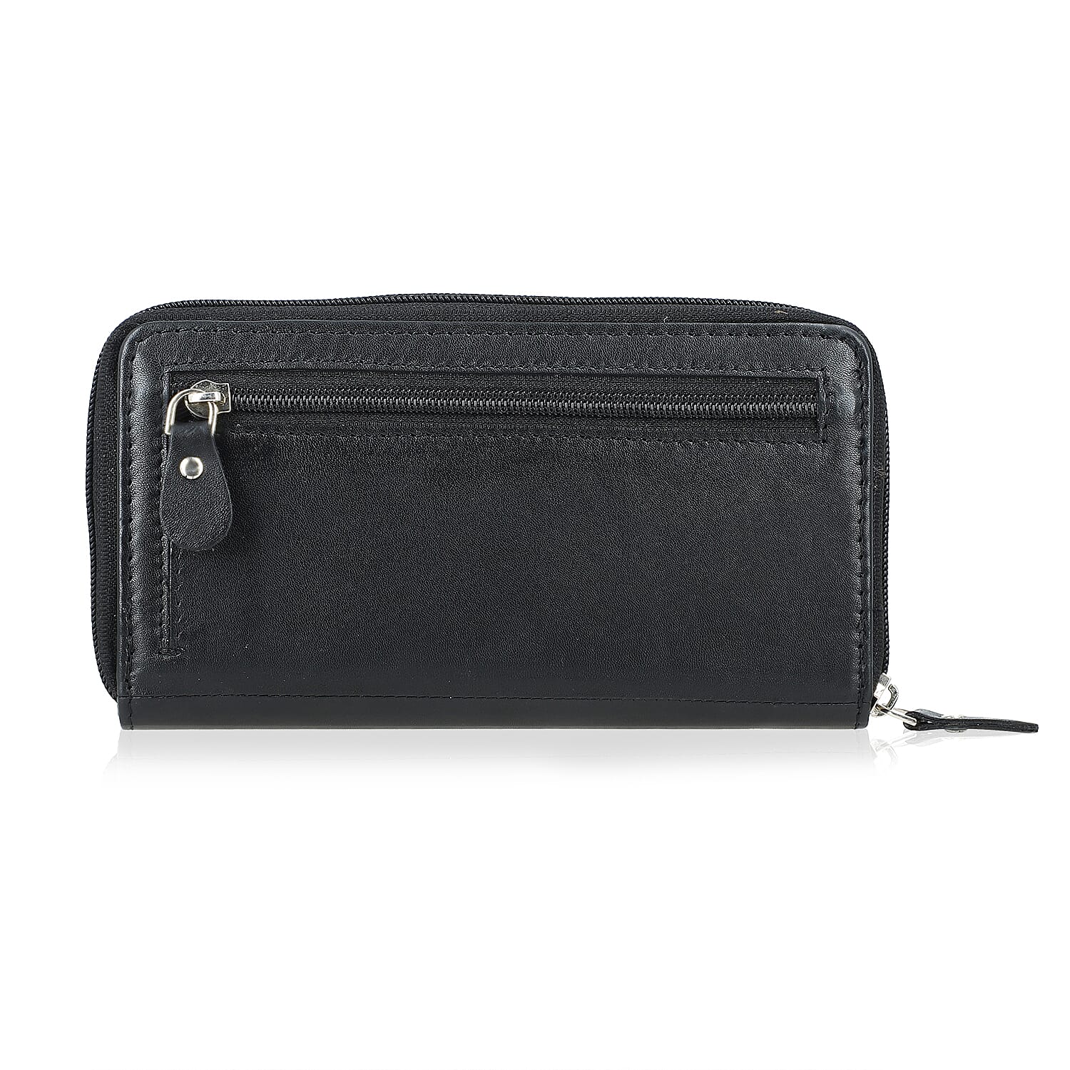 Livmore Black Genuine Leather Womens Wallet with Front Flap Closure