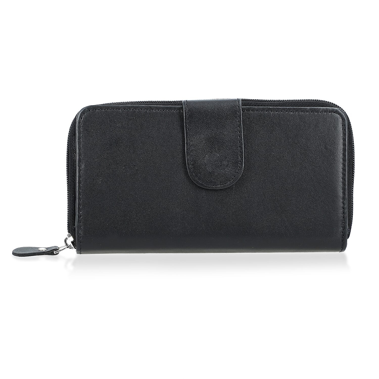 Livmore Black Genuine Leather Womens Wallet with Front Flap Closure