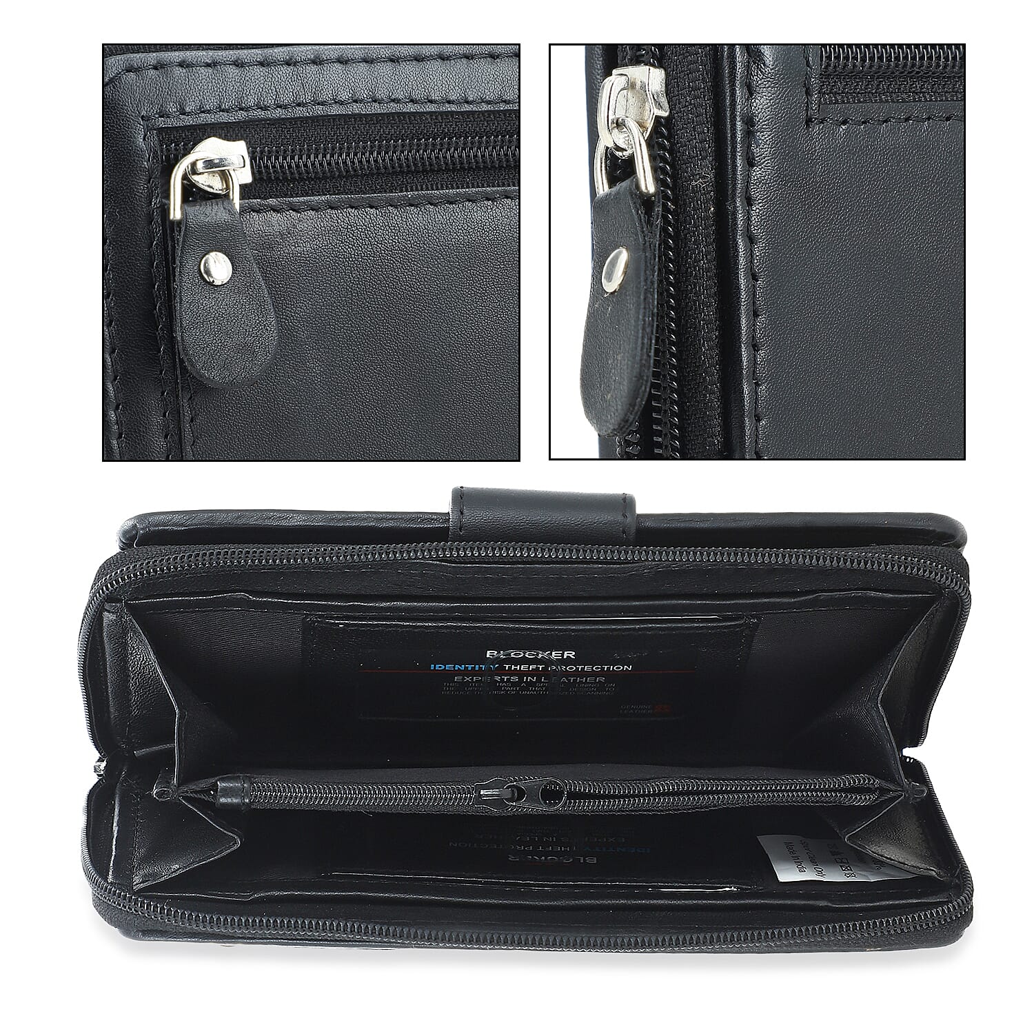Livmore Black Genuine Leather Womens Wallet with Front Flap Closure