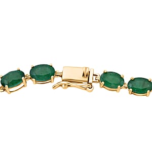 Luxoro AAA Kagem Zambian Emerald 8.40 ctw Bracelet in 10K Yellow Gold (6.50 In)