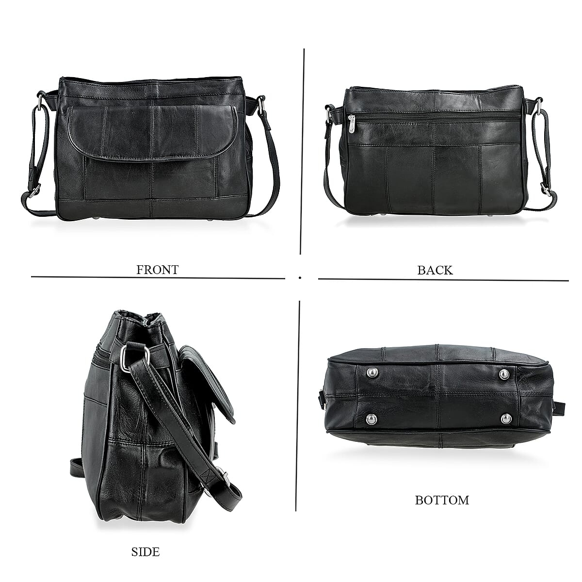 La Marey Black Genuine Leather Shoulder with Faux Leather Strap image number 4