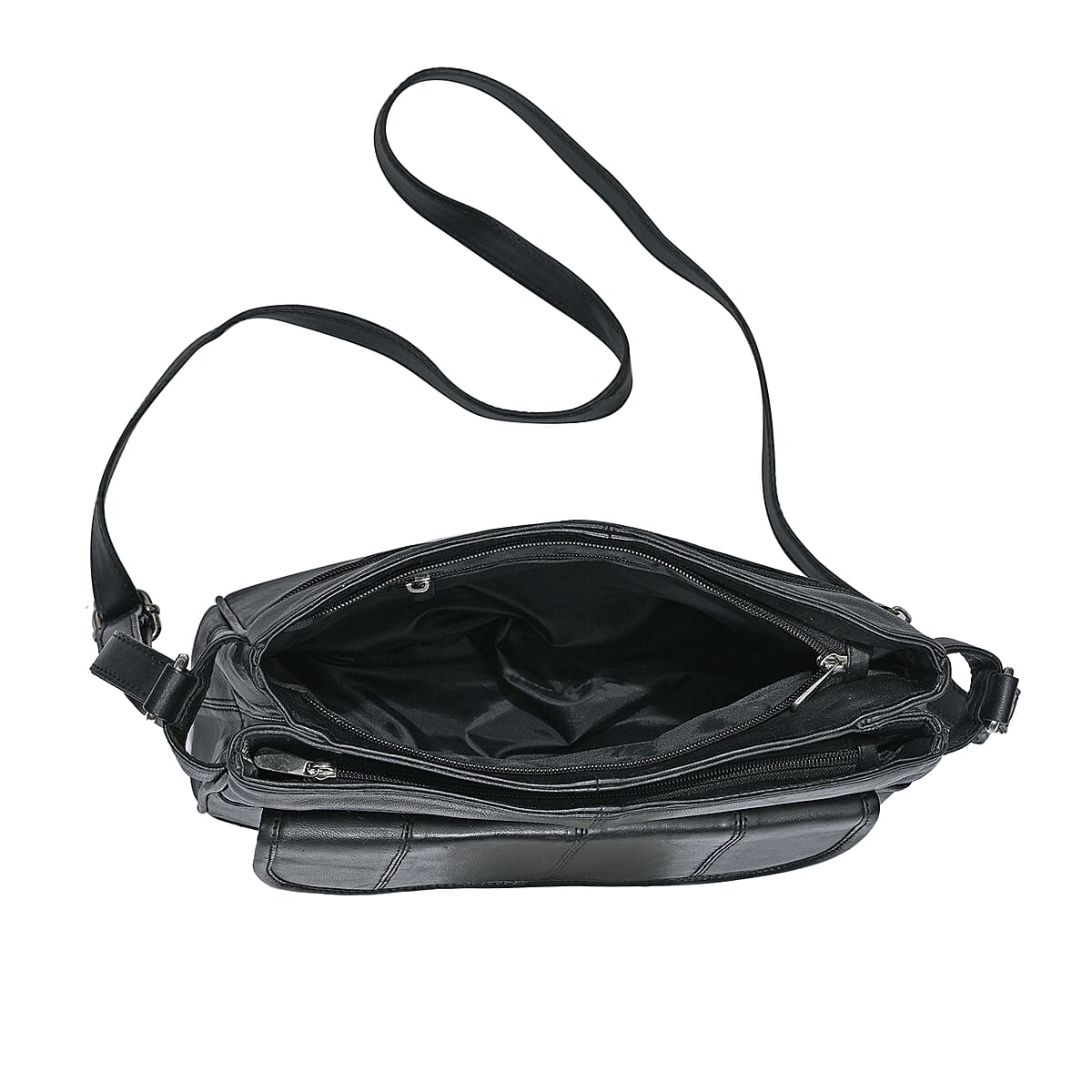 La Marey Black Genuine Leather Shoulder with Faux Leather Strap image number 5