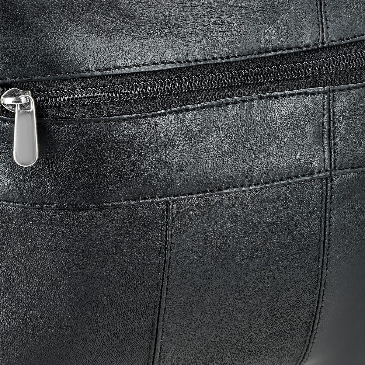 La Marey Black Genuine Leather Shoulder with Faux Leather Strap image number 6