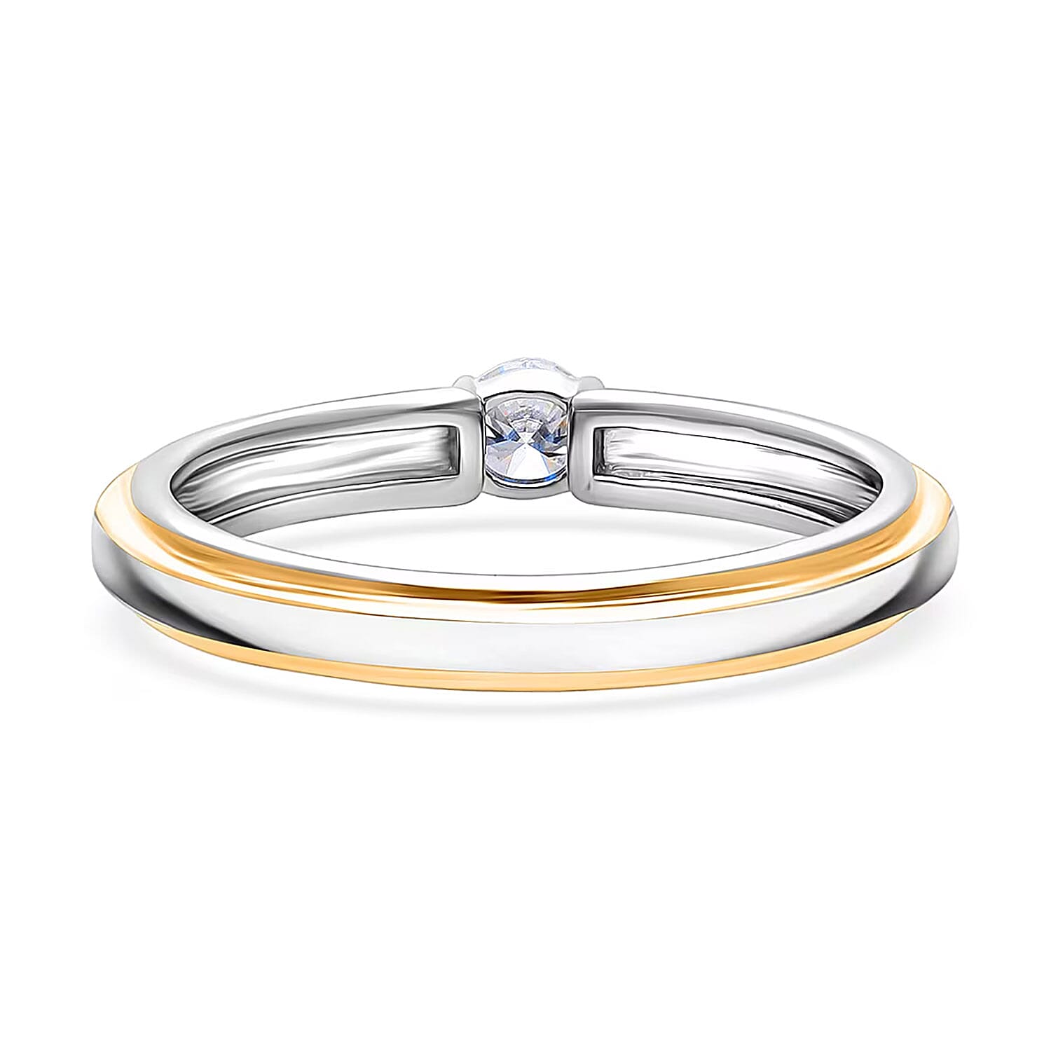 Luxuriant Lab Grown Diamond G-H SI 0.25 ctw Ring in 18K Vermeil YG and Rhodium Over Sterling Silver (Size 10.0)