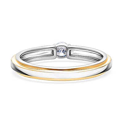 Luxuriant Lab Grown Diamond G-H SI 0.25 ctw Ring in 18K Vermeil YG and Rhodium Over Sterling Silver (Size 10.0)