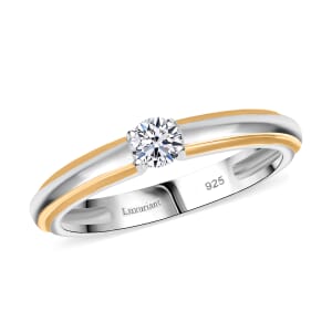 Luxuriant Lab Grown Diamond G-H SI 0.25 ctw Ring in 18K Vermeil YG and Rhodium Over Sterling Silver (Size 6.0)