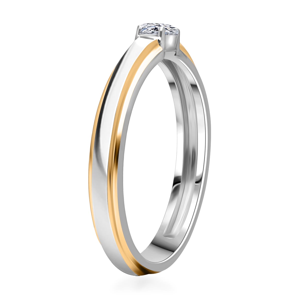 Luxuriant Lab Grown Diamond G-H SI 0.25 ctw Ring in 18K Vermeil YG and Rhodium Over Sterling Silver (Size 6.0) image number 2