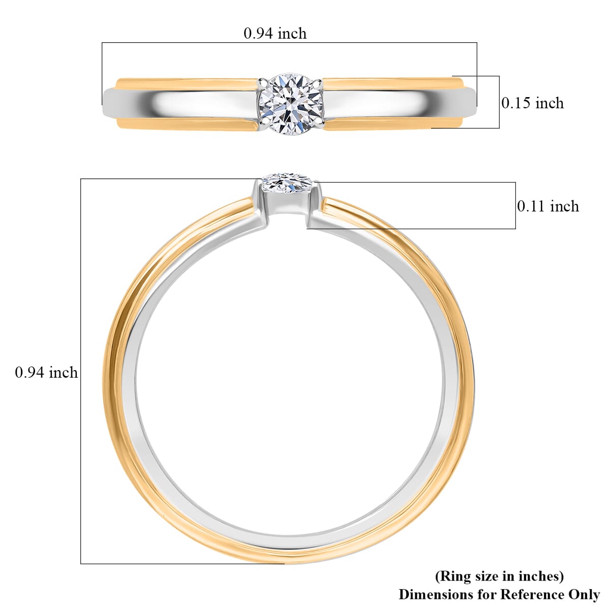 Luxuriant Lab Grown Diamond G-H SI 0.25 ctw Ring in 18K Vermeil YG and Rhodium Over Sterling Silver (Size 6.0) image number 4