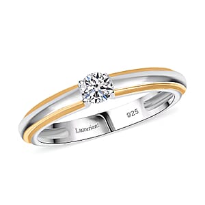 Luxuriant Lab Grown Diamond G-H SI 0.25 ctw Ring in 18K Vermeil YG and Rhodium Over Sterling Silver (Size 8.0)