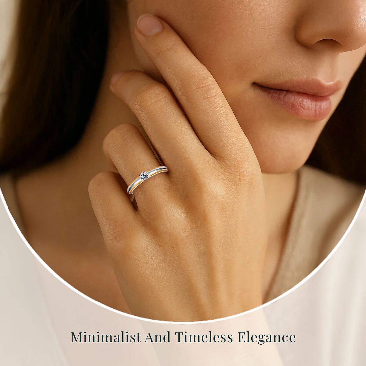 Luxuriant Lab Grown Diamond G-H SI 0.25 ctw Ring in 18K Vermeil YG and Rhodium Over Sterling Silver (Size 8.0) image number 1