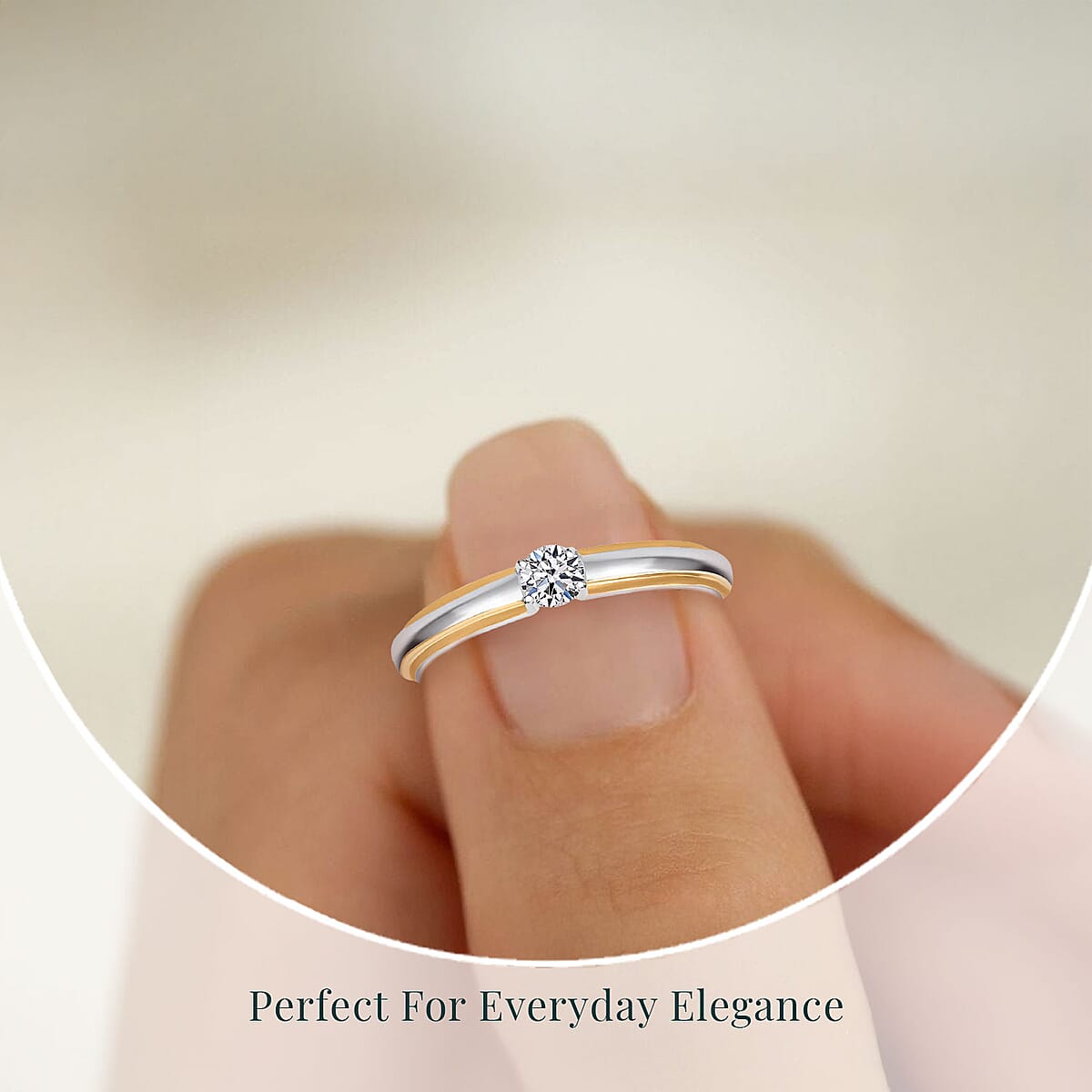 Luxuriant Lab Grown Diamond G-H SI 0.25 ctw Ring in 18K Vermeil YG and Rhodium Over Sterling Silver (Size 8.0) image number 5