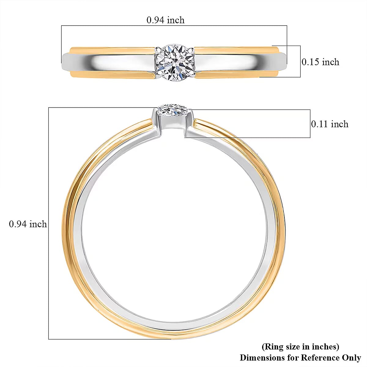 Luxuriant Lab Grown Diamond G-H SI 0.25 ctw Ring in 18K Vermeil YG and Rhodium Over Sterling Silver (Size 8.0) image number 6