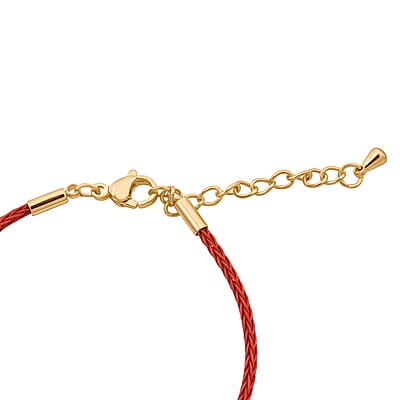 24 Yellow Gold Pixiu Charm Bracelet in Cord and Goldtone (6.50-7.50In)