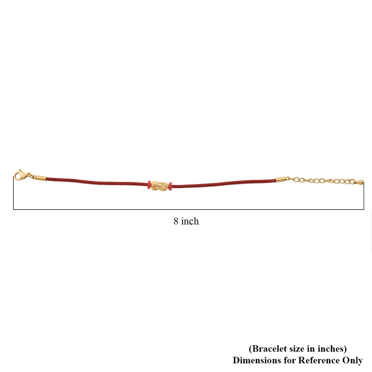 24 Yellow Gold Pixiu Charm Bracelet in Cord and Goldtone (6.50-7.50In) image number 3
