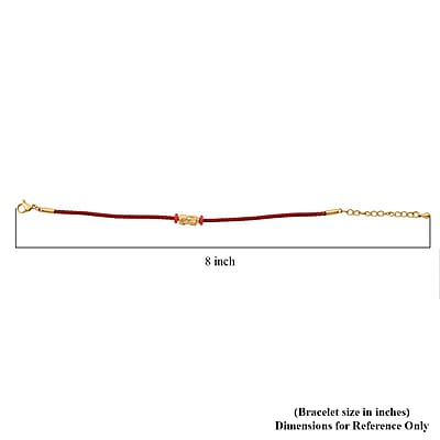 24 Yellow Gold Pixiu Charm Bracelet in Cord and Goldtone (6.50-7.50In)