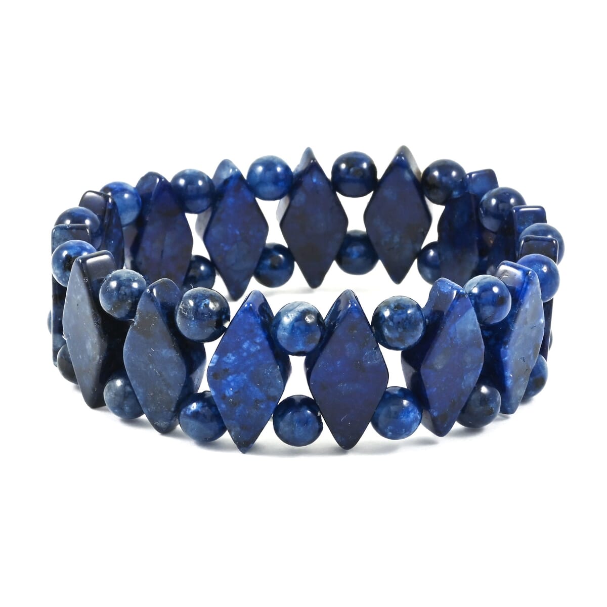 Blue Lapis Lazuli 164.95 ctw Kiwi Plain Princess Stretch Bracelet (6-7In) image number 0
