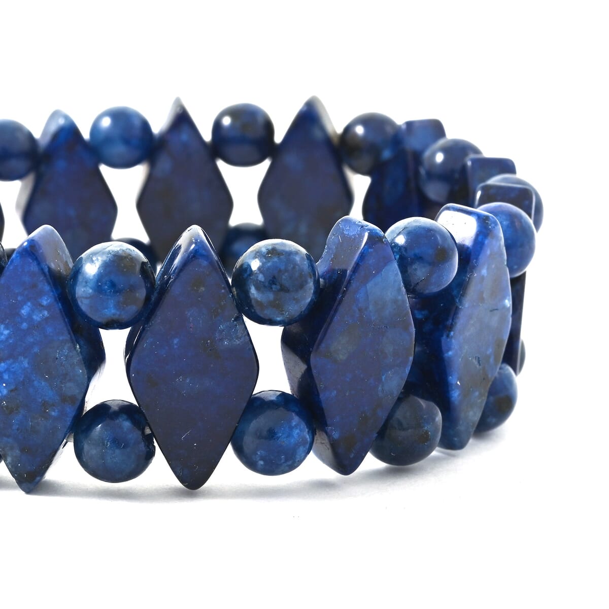 Blue Lapis Lazuli 164.95 ctw Kiwi Plain Princess Stretch Bracelet (6-7In) image number 2