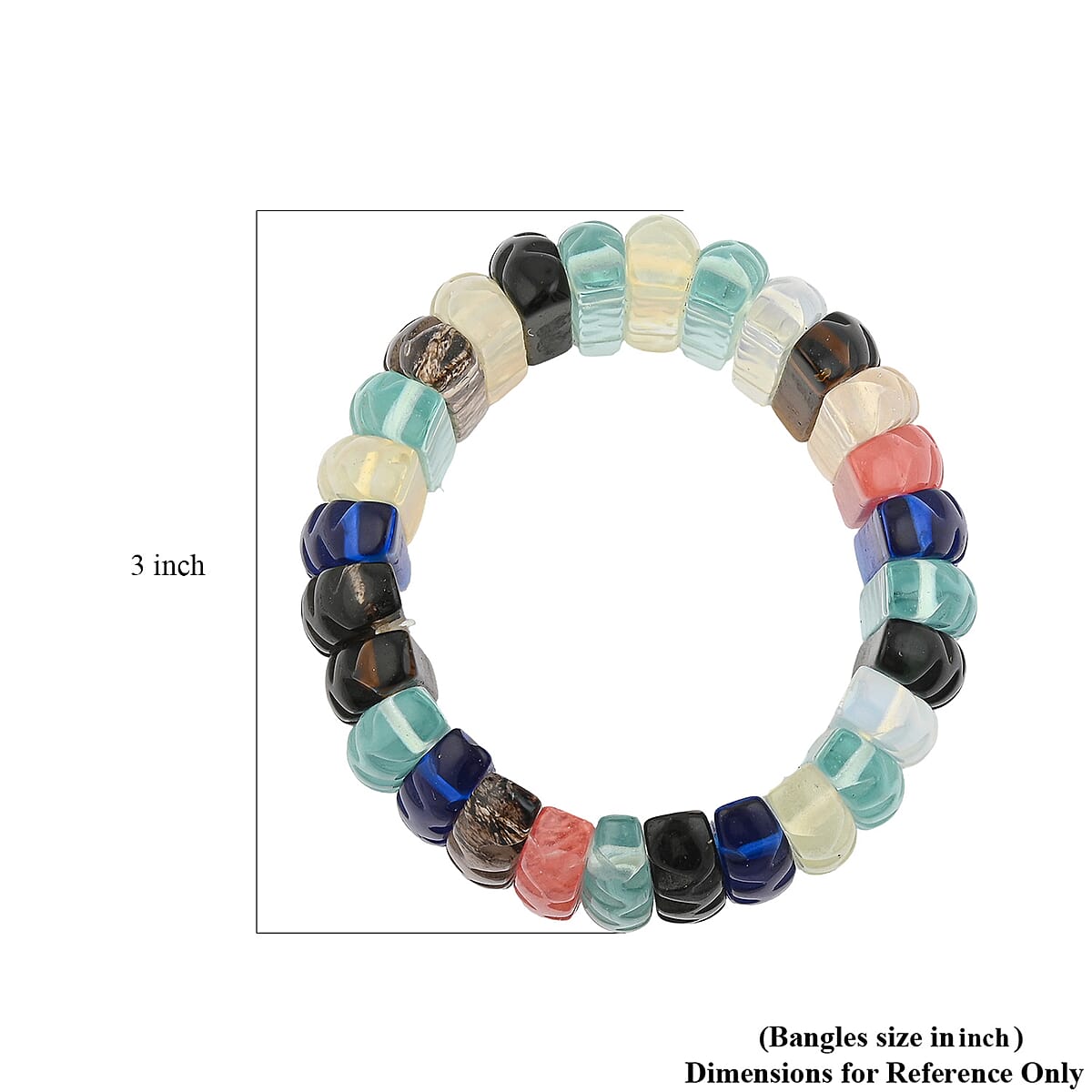 Carved Multi Quartz 501.65 ctw Wavy Stretch Bracelet (6-7In) image number 3