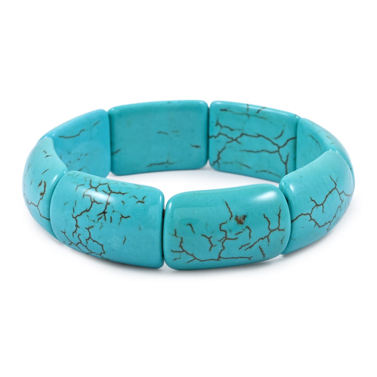 Blue Magnesite 194.40 ctw Rectangle Stretch Bracelet (6-7In) image number 0