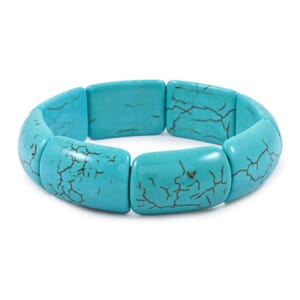 Blue Magnesite 194.40 ctw Rectangle Stretch Bracelet (6-7In)