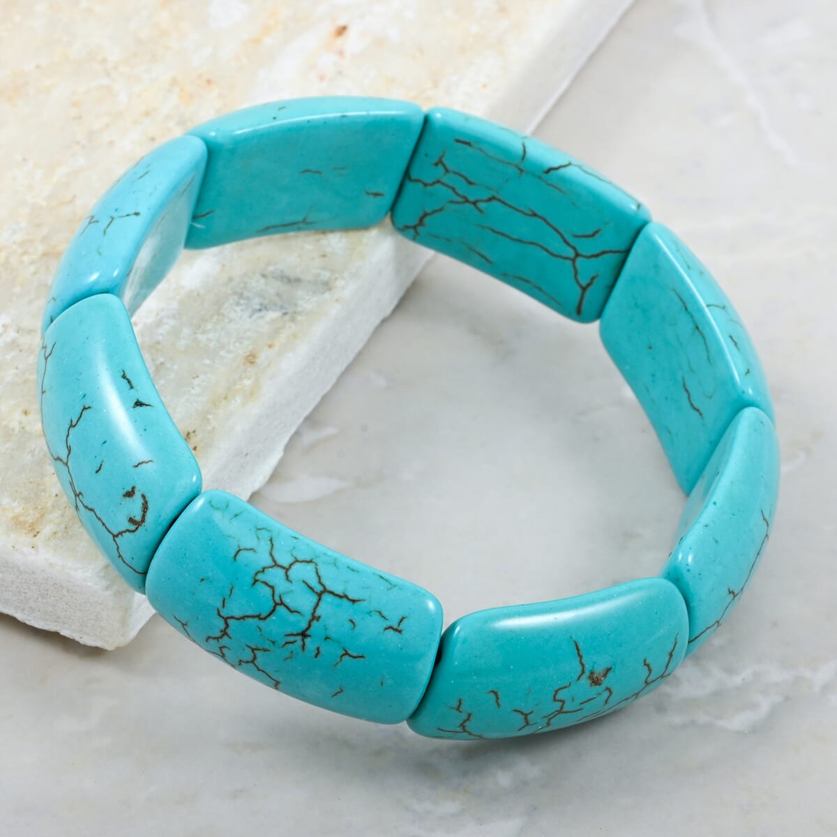 Blue Magnesite 194.40 ctw Rectangle Stretch Bracelet (6-7In) image number 1