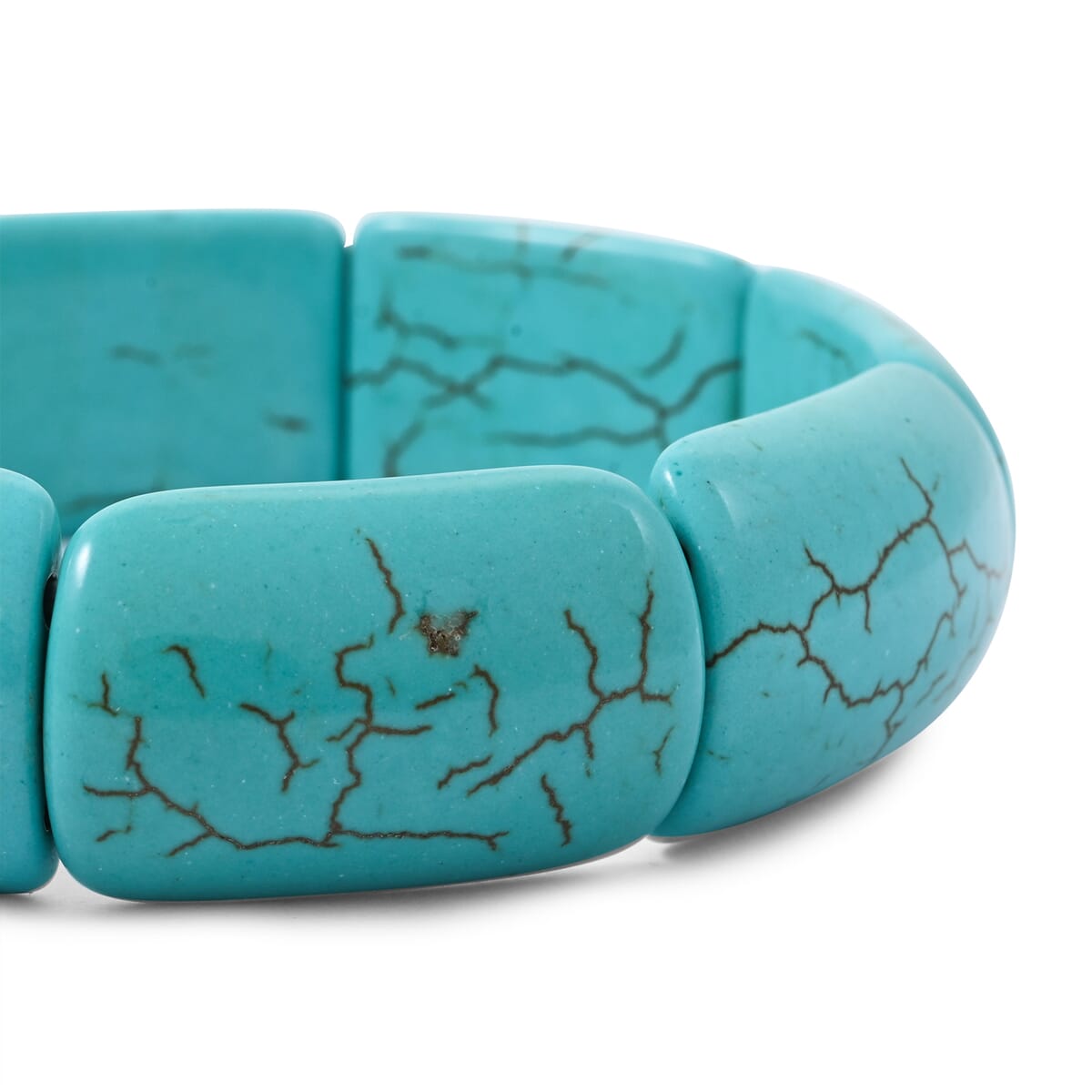 Blue Magnesite 194.40 ctw Rectangle Stretch Bracelet (6-7In) image number 2