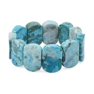 Cushion Turquoise Jasper 358.60 ctw Stretch Bracelet (6-7In)