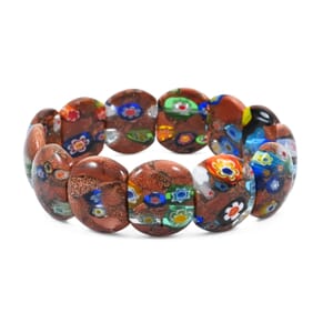 Brown Goldstone 128.55 ctw with Flower Cushion Stretch Bracelet (6-7In)