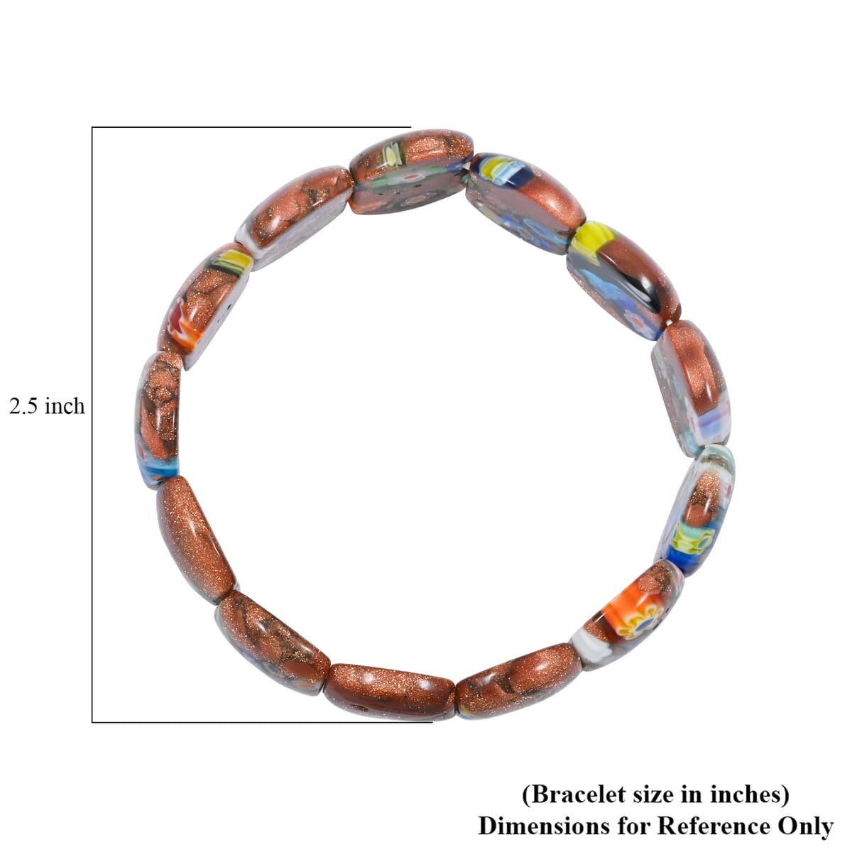 Brown Goldstone 128.55 ctw with Flower Cushion Stretch Bracelet (6-7In) image number 3