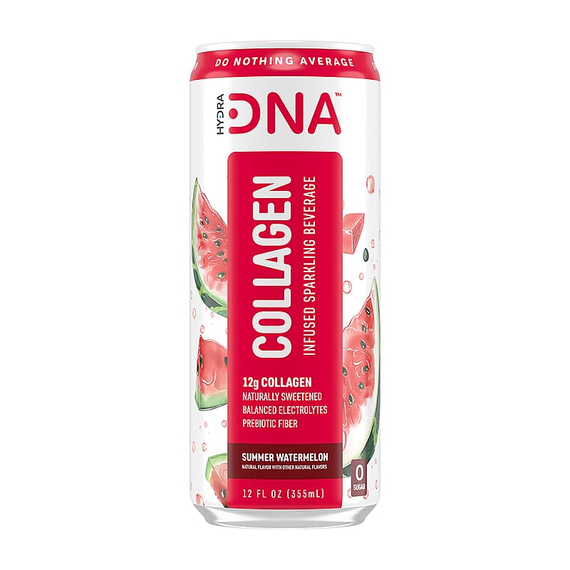 HydraDNA Collagen Infused Sparkling Beverage- Summer Watermelon (12x 12oz Can)