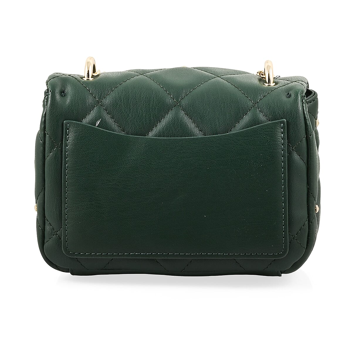 Badgley Mischka Green Quilted Vegan Leather Pearl Crossbody Bag (8x5.5x4.8) image number 1