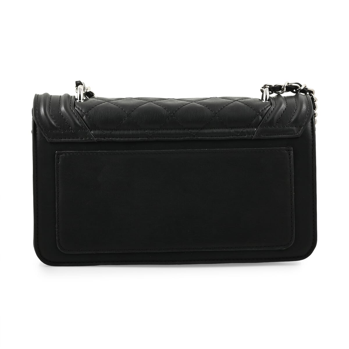 Badgley Mischka Black Quilted Vegan Leather Pearl Crossbody Bag (10x6x3.5) image number 2