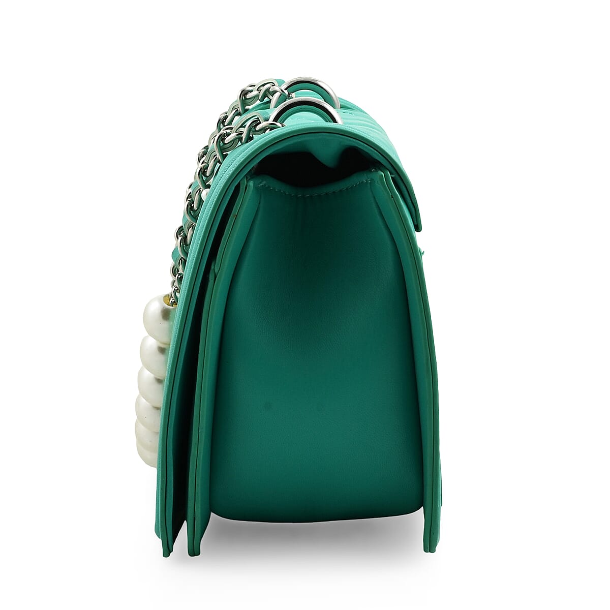 Badgley Mischka Mint Quilted Vegan Leather Pearl Crossbody Bag (10x6x3.5) image number 1