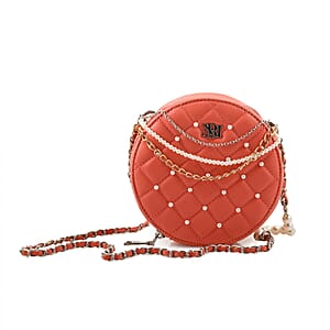 Badgley Mischka Coral Quilted Vegan Leather Round Crossbody Bag