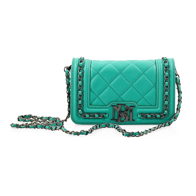 Badgley Mischka Mint Quilted Vegan Leather Crossbody Bag