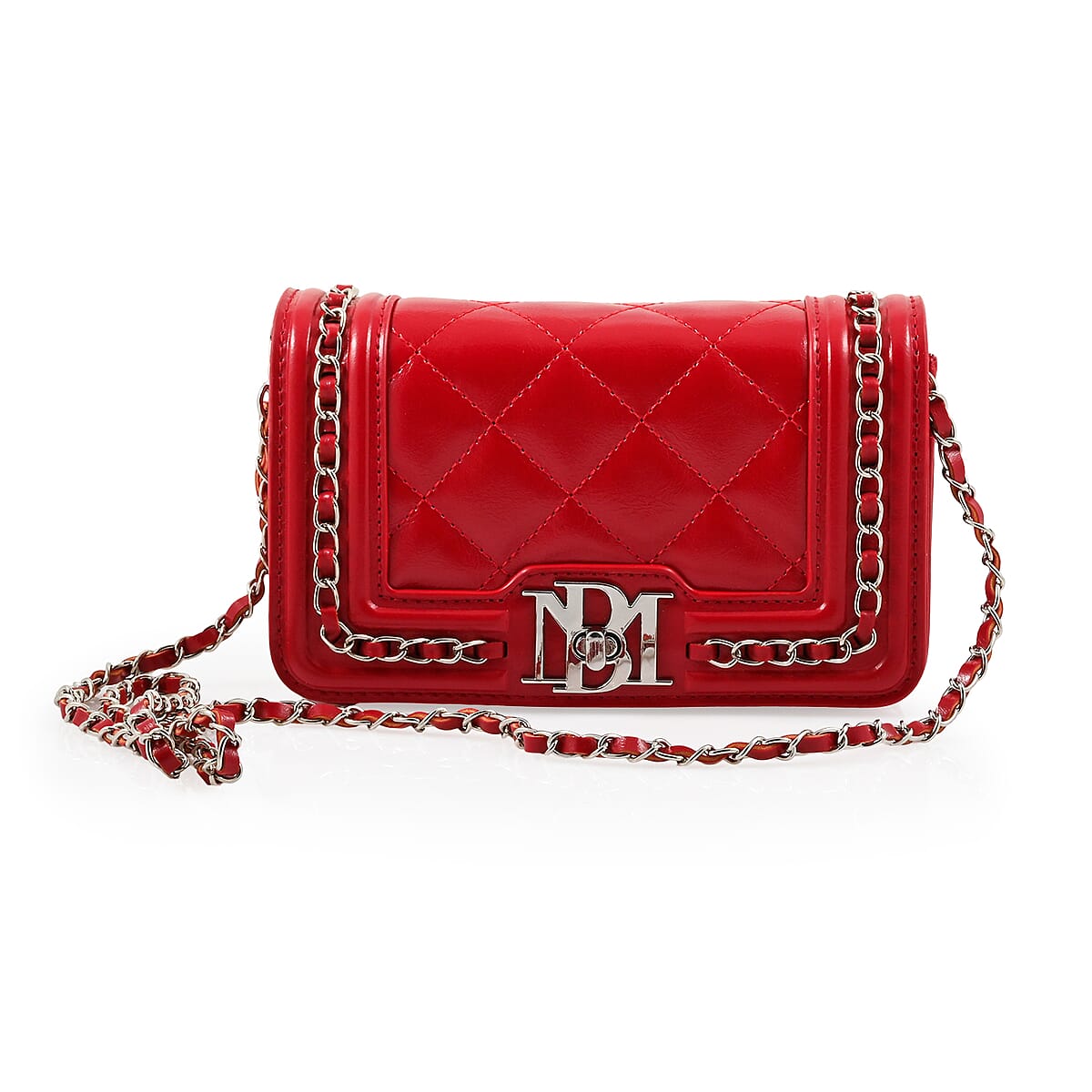 Badgley Mischka Red Quilted Vegan Leather Crossbody Bag image number 0