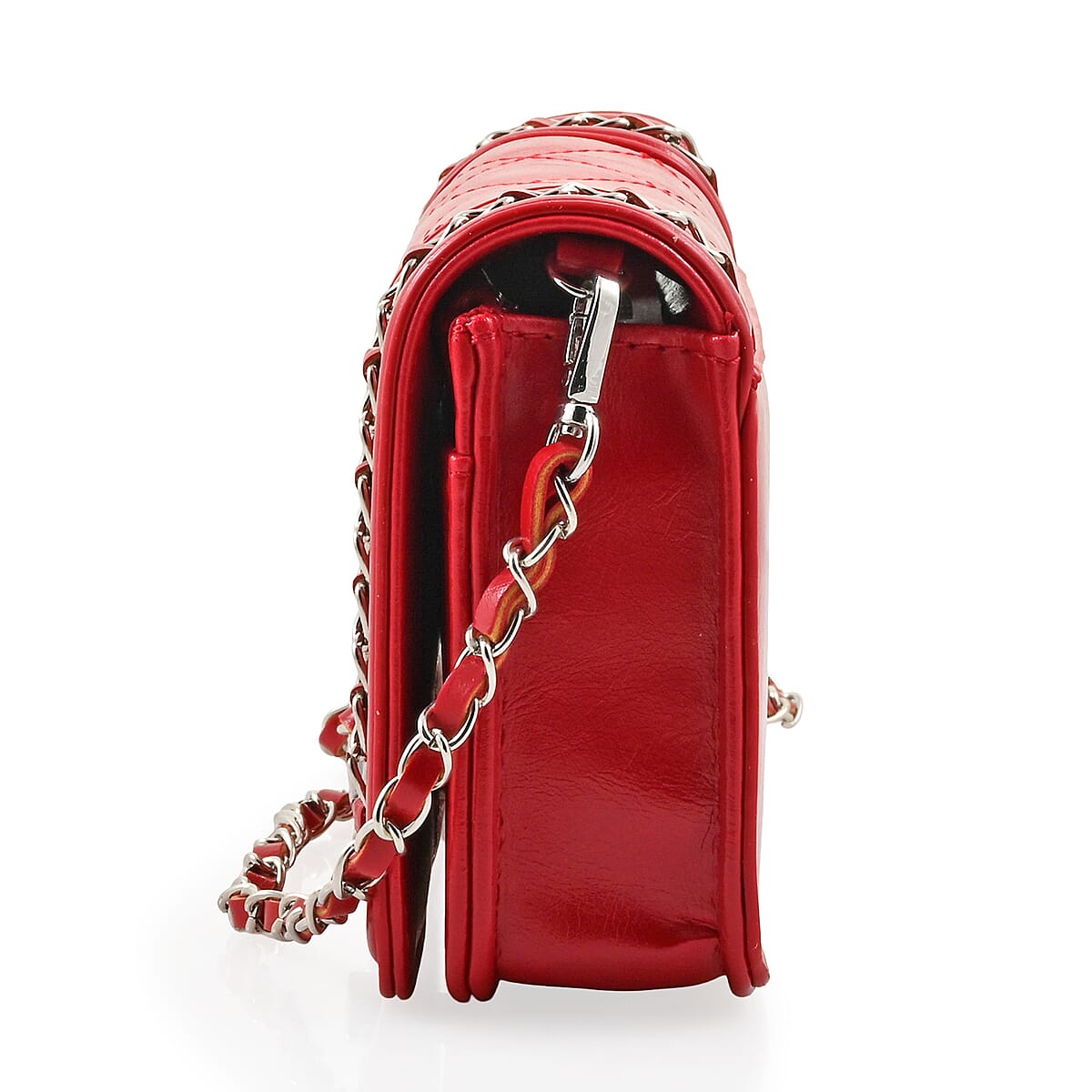 Badgley Mischka Red Quilted Vegan Leather Crossbody Bag image number 1