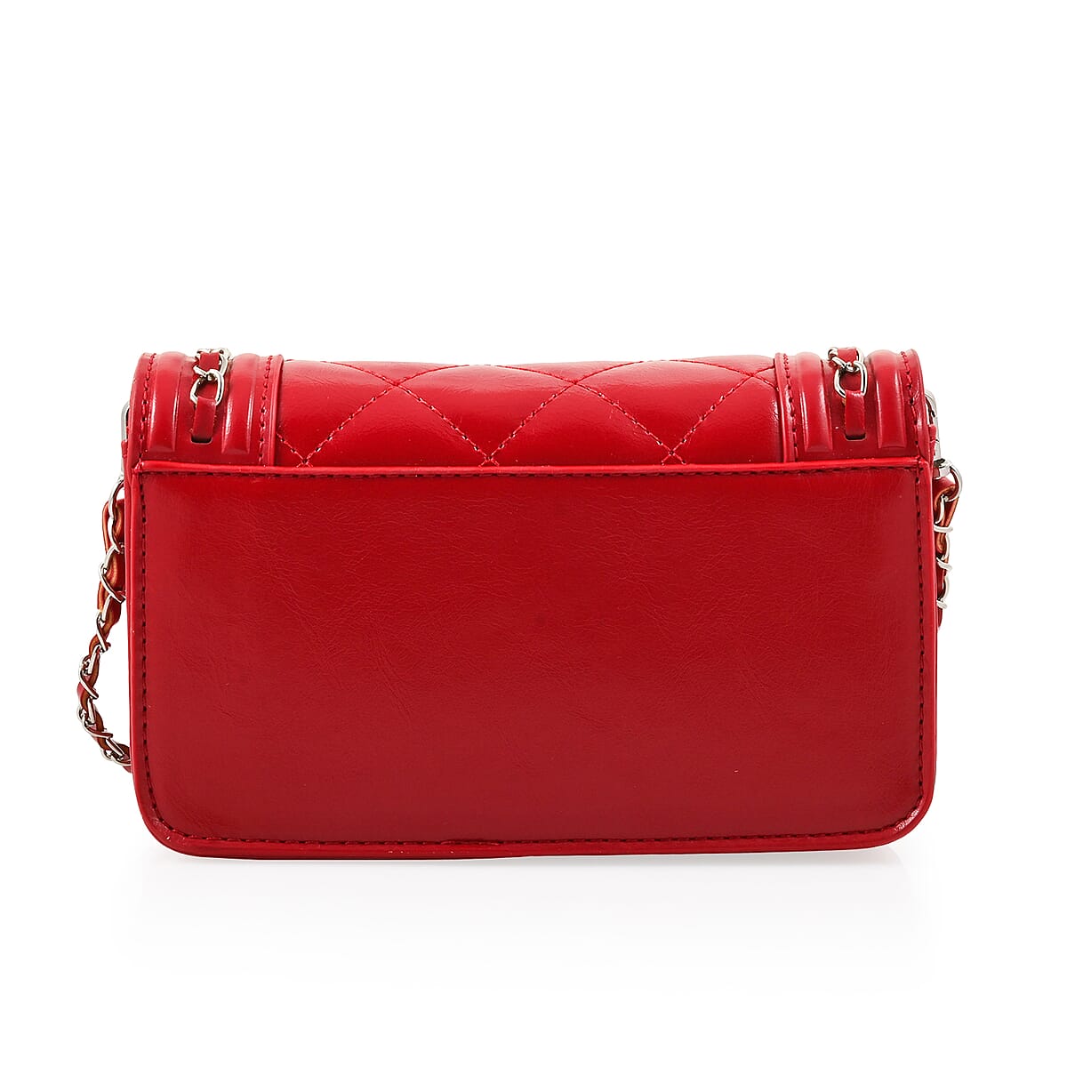 Badgley Mischka Red Quilted Vegan Leather Crossbody Bag image number 2