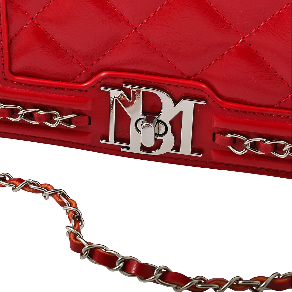 Badgley Mischka Red Quilted Vegan Leather Crossbody Bag image number 4