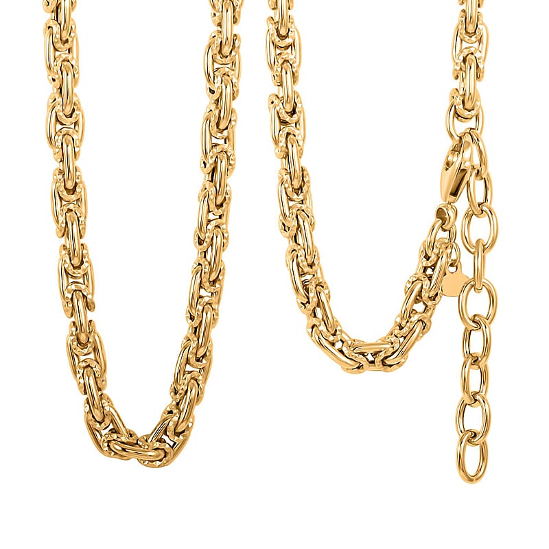 Italian 10K Yellow Gold Diamond-Cut And Polished Rolling Byzantine Necklace 18-20 Inches 10.21 Grams