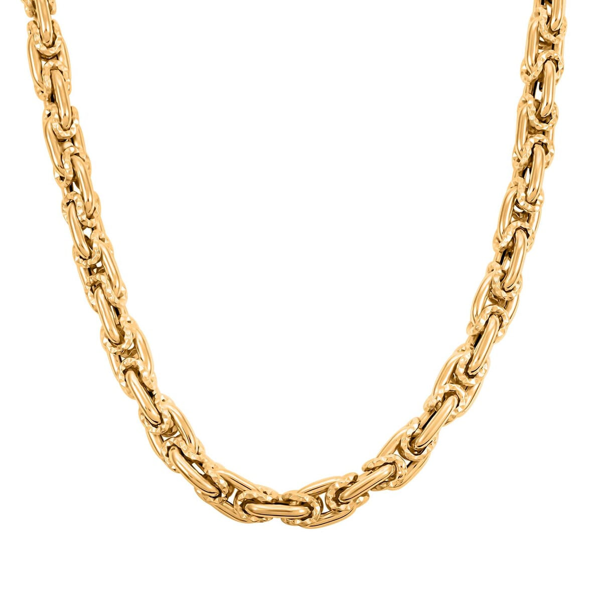 Italian 10K Yellow Gold Diamond-Cut And Polished Rolling Byzantine Necklace 18-20 Inches 10.21 Grams image number 1
