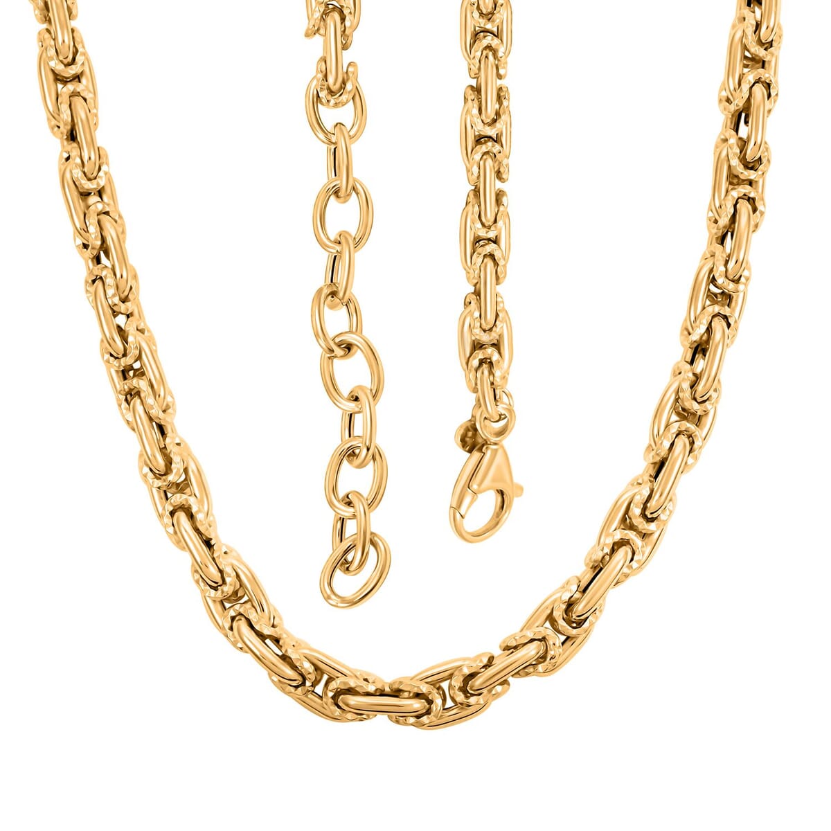 Italian 10K Yellow Gold Diamond-Cut And Polished Rolling Byzantine Necklace 18-20 Inches 10.21 Grams image number 2